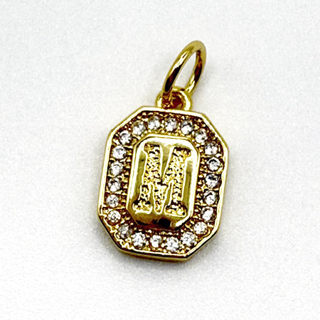 Letters - Gold Tag CZ Pave Frame